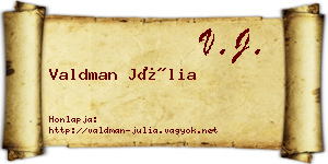 Valdman Júlia névjegykártya
